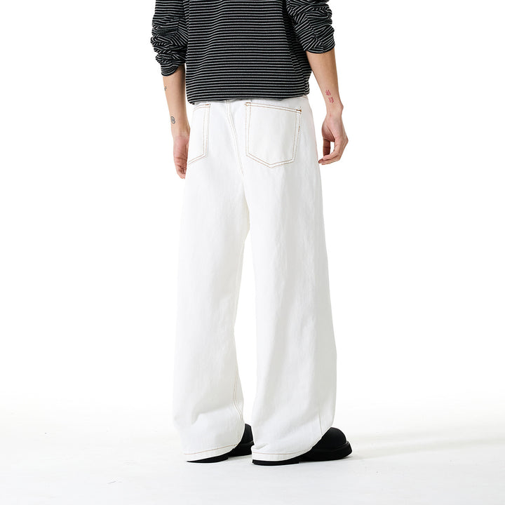 Damen Weite Cropped-Jeans mit hoher Leibhöhe und Kontrastnähten Drune