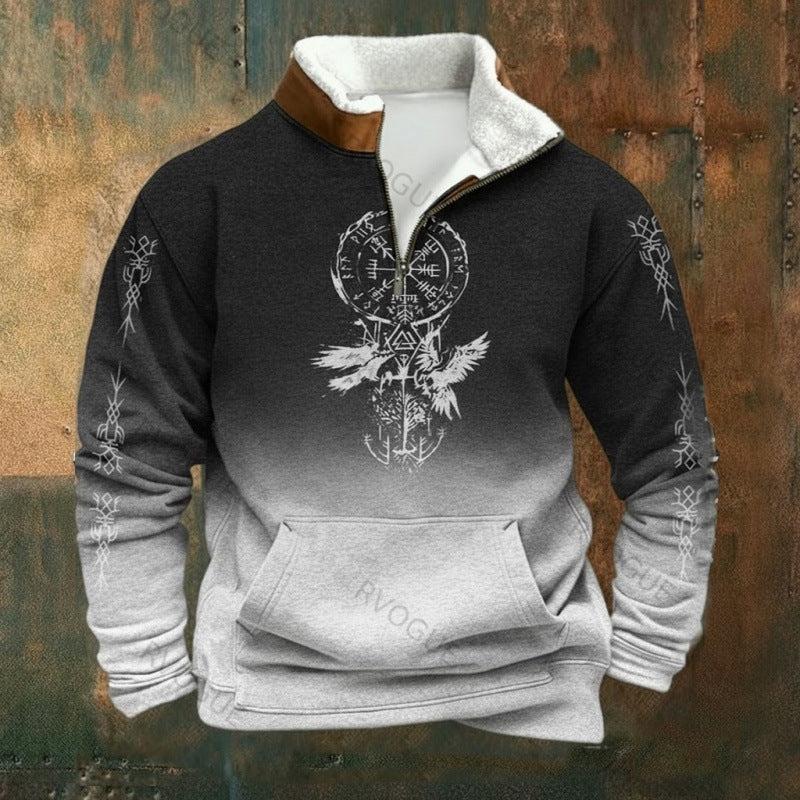 Herren Urbaner Fleece Pullover mit Baum-Motiv Drune