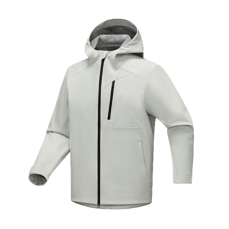Herren Technische Softshell-Outdoorjacke mit Kapuze, wasserabweisender Membran und verschweißten Reißverschlüssen Drune