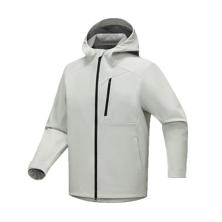 Herren Technische Softshell-Outdoorjacke mit Kapuze, wasserabweisender Membran und verschweißten Reißverschlüssen Drune