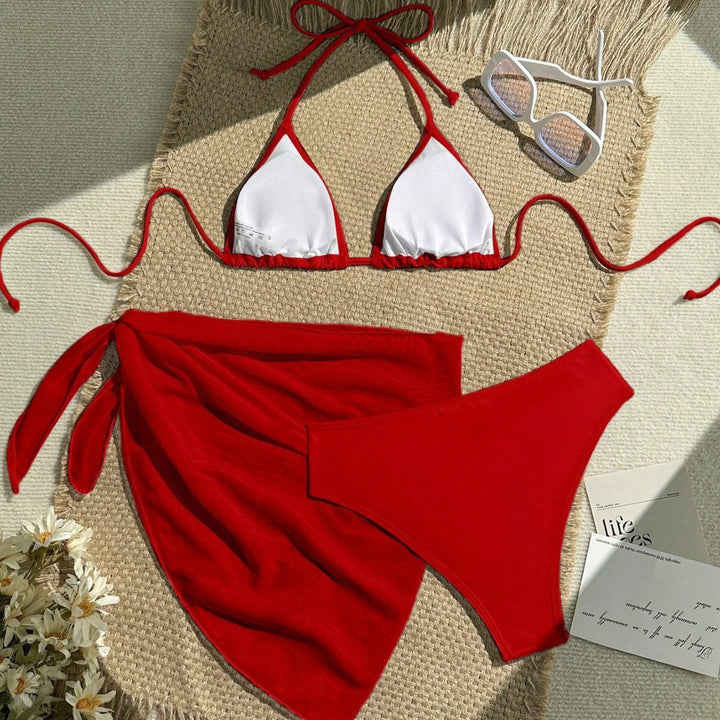 Damen Triangel-Bikini mit Wickeltuch und verstellbaren Trägern Drune