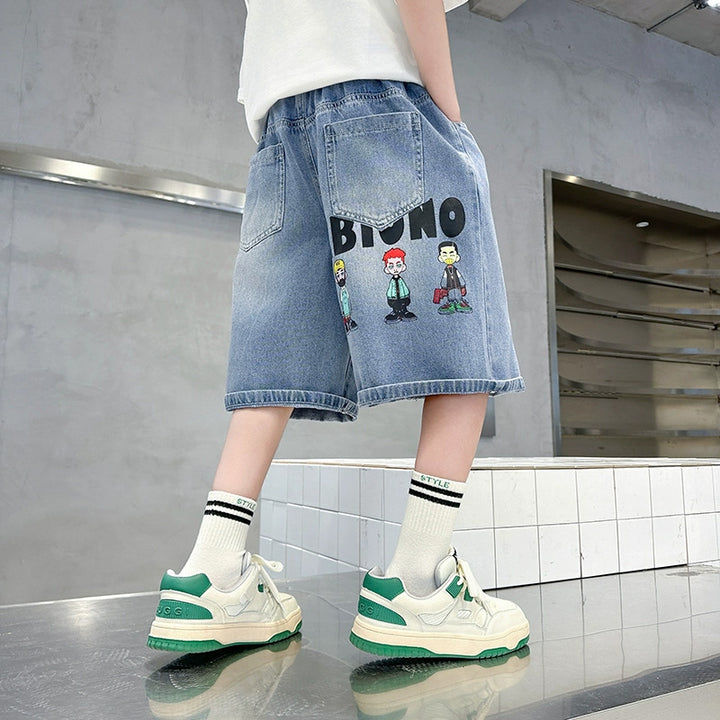 Unisex lässige Denim-Shorts mit abnehmbarem Aufdruck Drune