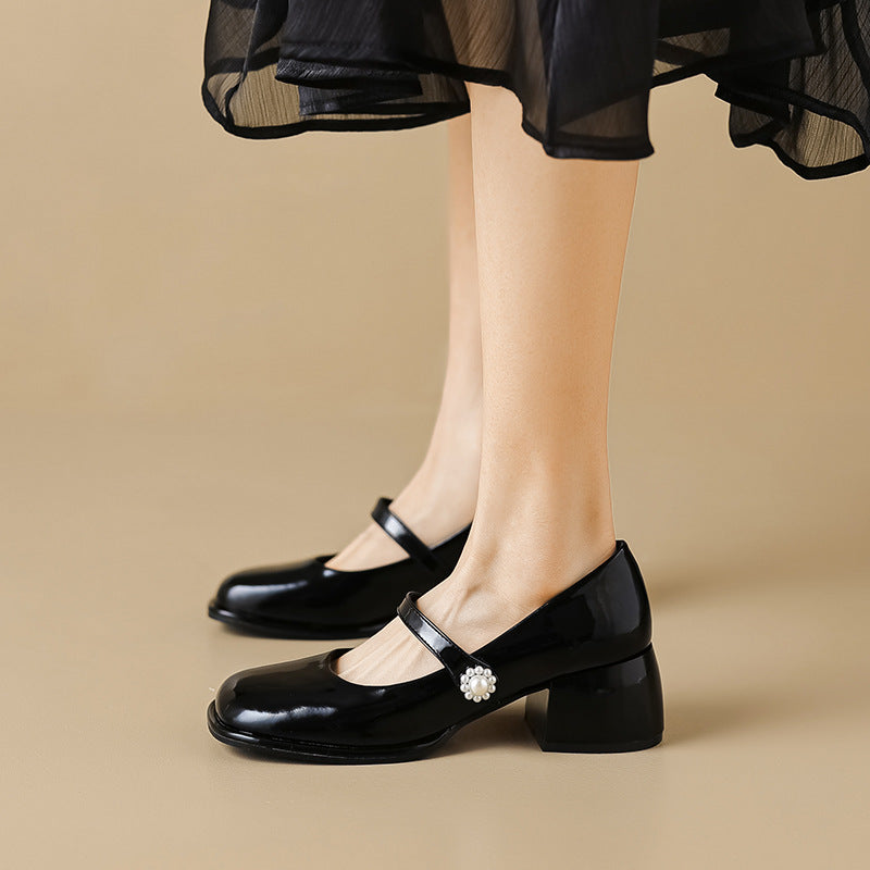 Damen Elegante Ballerinas mit modischem Riemen und funkelnder Schnallenverzierung Drune