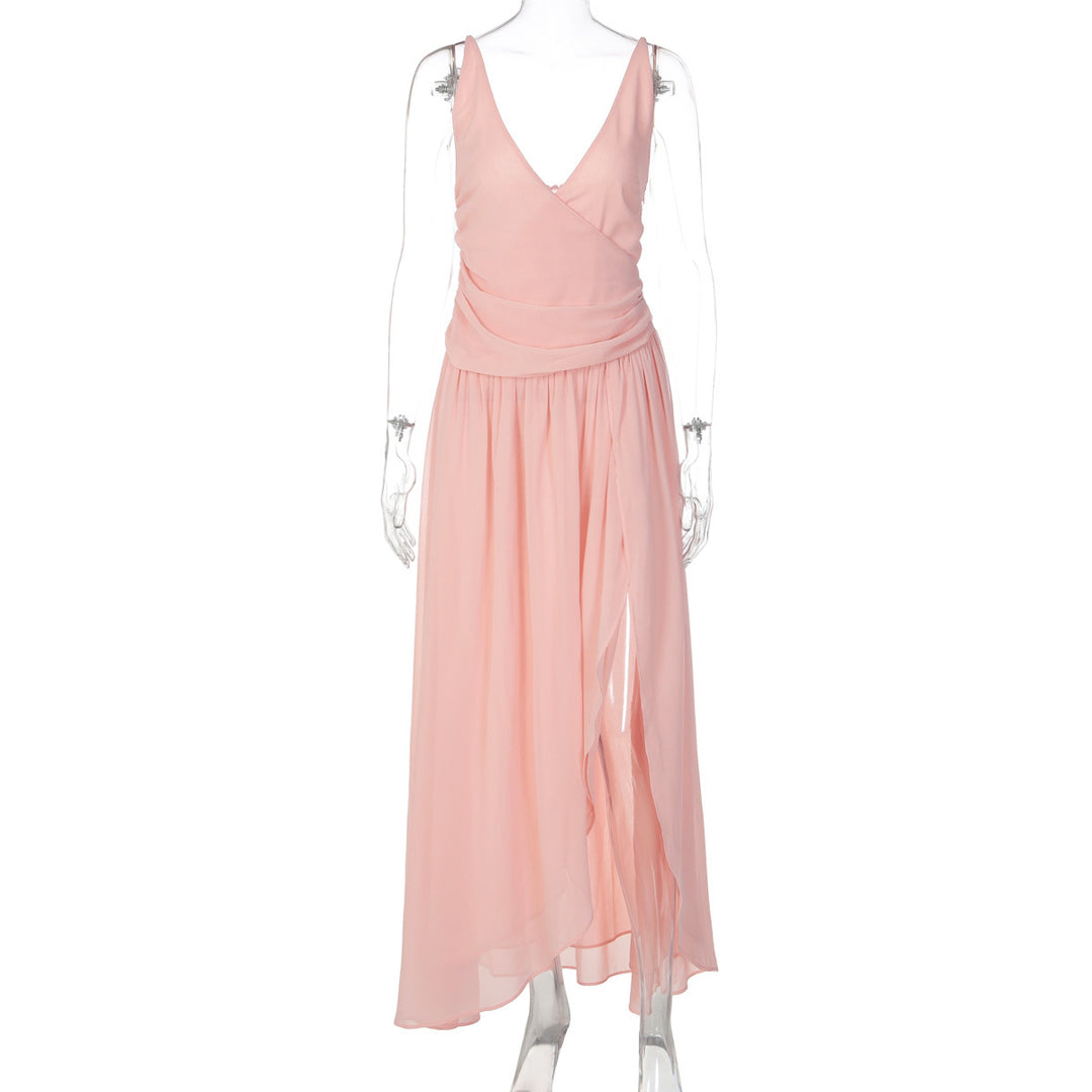 Damen Elegantes Maxi-Kleid mit Wickeloptik und seitlichem Schlitz Drune