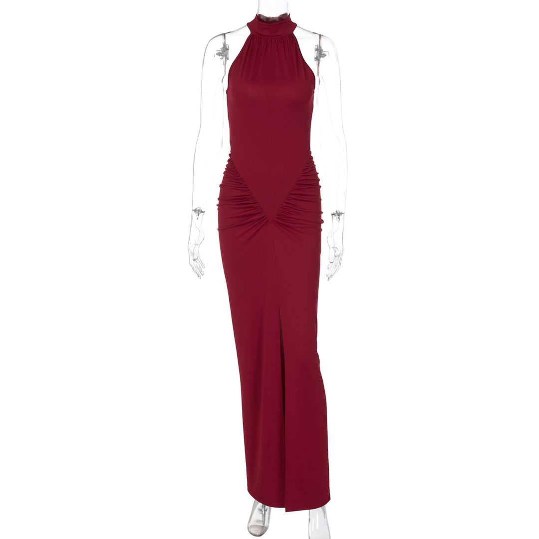 Damen Figurbetontes Maxikleid mit eleganter Drapierung Drune