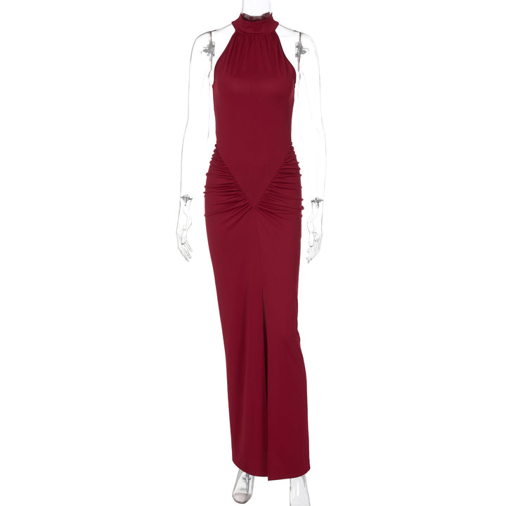 Damen Figurbetontes Maxikleid mit eleganter Drapierung Drune