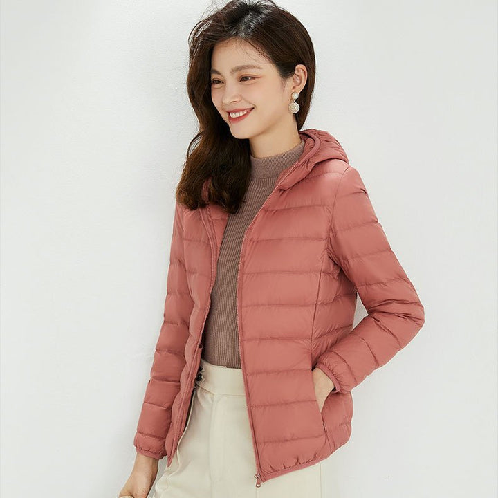 Damen Ultraleichte gesteppte Kapuzenjacke mit ultraflacher Thermowatte Drune