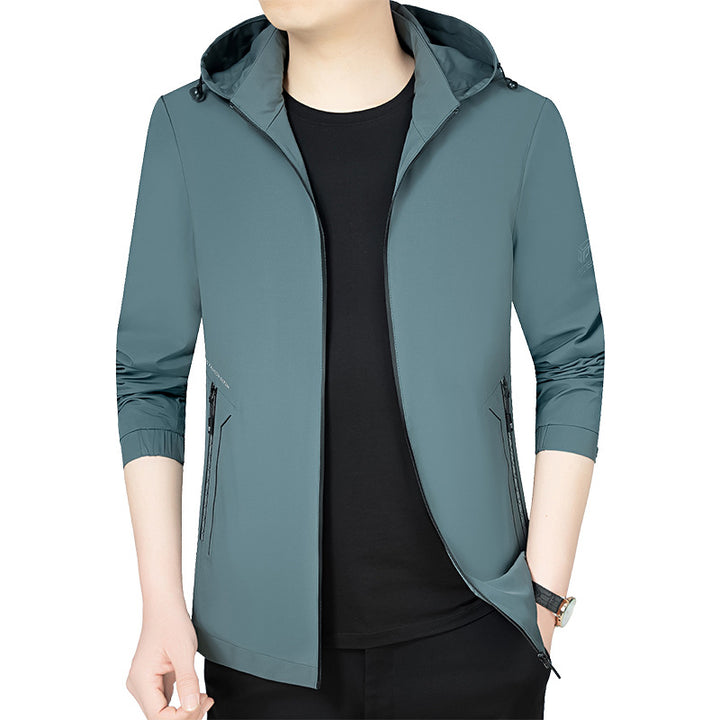Herren Leichte Kapuzenjacke im urbanen Travel-Style mit Dreiviertelärmeln Drune