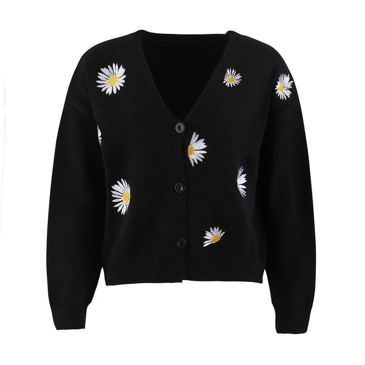 Damen Strickjacke mit floralem Motiv und klassischem Schnitt Drune