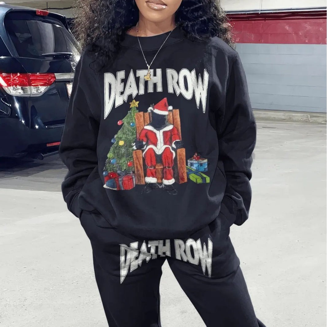 Damen lässige Sweatshirt- und Jogginghose-Set mit kreativem Weihnachtsmotiv Drune