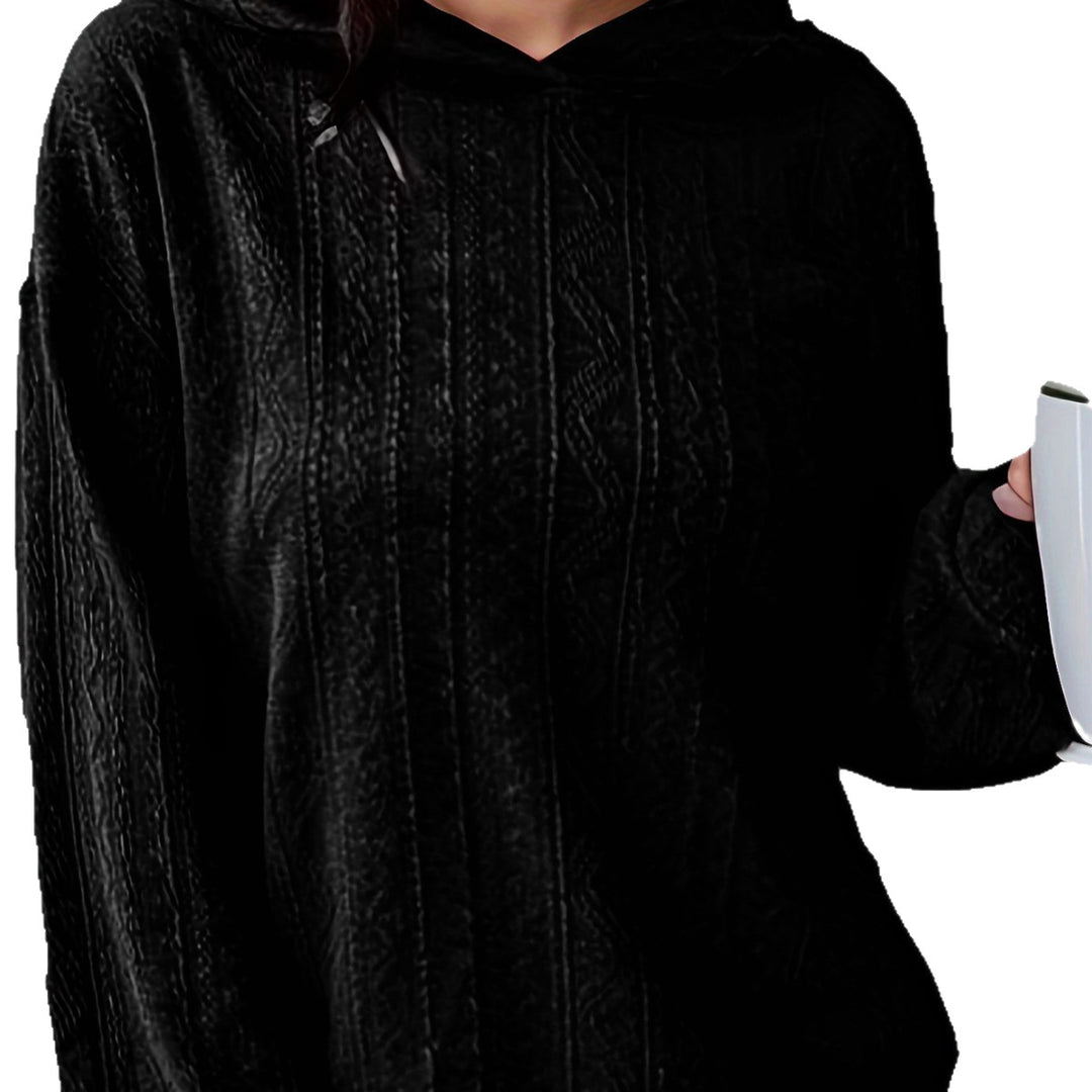 Damen Oversize Kapuzenpullover mit strukturierter Wellenoptik und Kängurutasche Drune