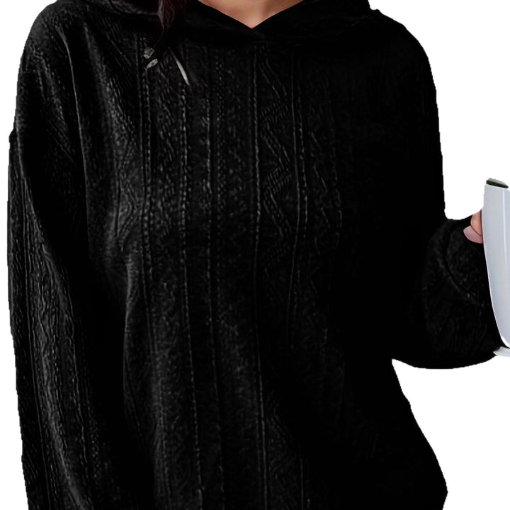 Damen Oversize Kapuzenpullover mit strukturierter Wellenoptik und Kängurutasche Drune