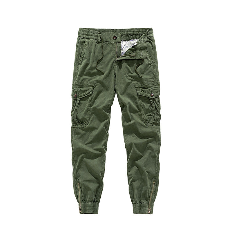 Herren Tapered-Cargo-Jogger aus Baumwoll-Twill mit elastischem Tunnelzugbund, Klapp-Utility‑Taschen und Knöchelreißverschlüssen Drune