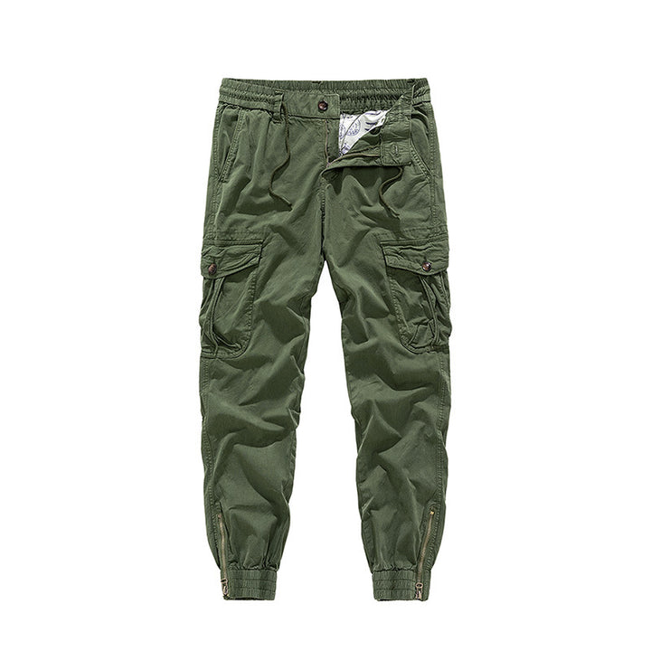 Herren Tapered-Cargo-Jogger aus Baumwoll-Twill mit elastischem Tunnelzugbund, Klapp-Utility‑Taschen und Knöchelreißverschlüssen Drune