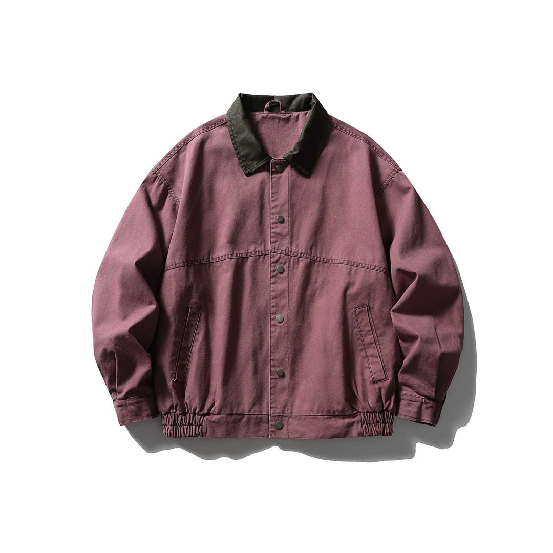 Herren kastig geschnittener Canvas‑Blouson mit kontrastierendem Lederkragen und elastischem Saum Drune
