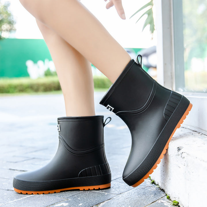 Damen Wasserdichte Kurz-Gummistiefel mit rutschfester Profilsohle und komfortabler Innensohle Drune