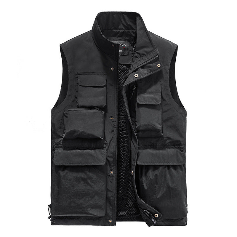Herren Multifunktionale Utility-Weste mit Mehrfachtaschen und atmungsaktivem Meshfutter Drune