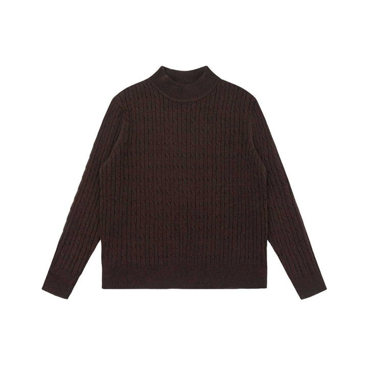 Unisex Grobstrick-Stehkragenpullover mit Zopfmuster Drune