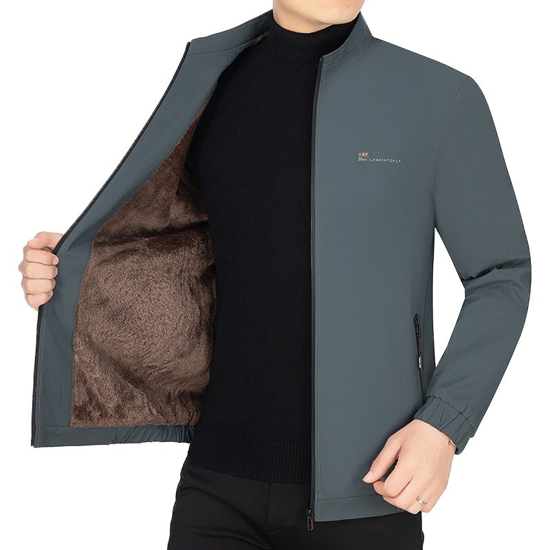 Herren Stehkragen-Jacke mit wärmendem Teddyfutter und Reißverschluss Drune