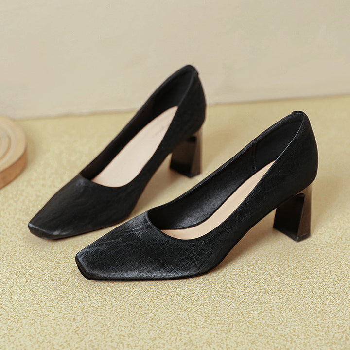 Damen Blockabsatz-Pumps mit quadratischer Zehenform und luxuriöser Oberfläche Drune