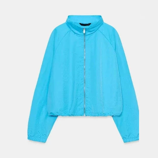 Damen Kurze atmungsaktive Blouson‑Windjacke mit Stehkragen und elastischem Bund Drune
