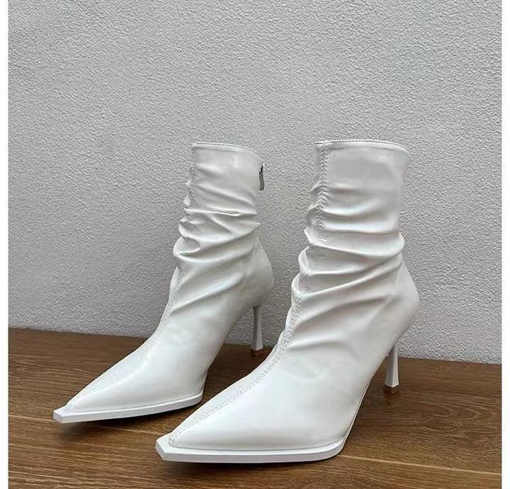 Damen elegante Stiefeletten mit spitzem Zehenbereich und lässigem Schlupfdesign Drune