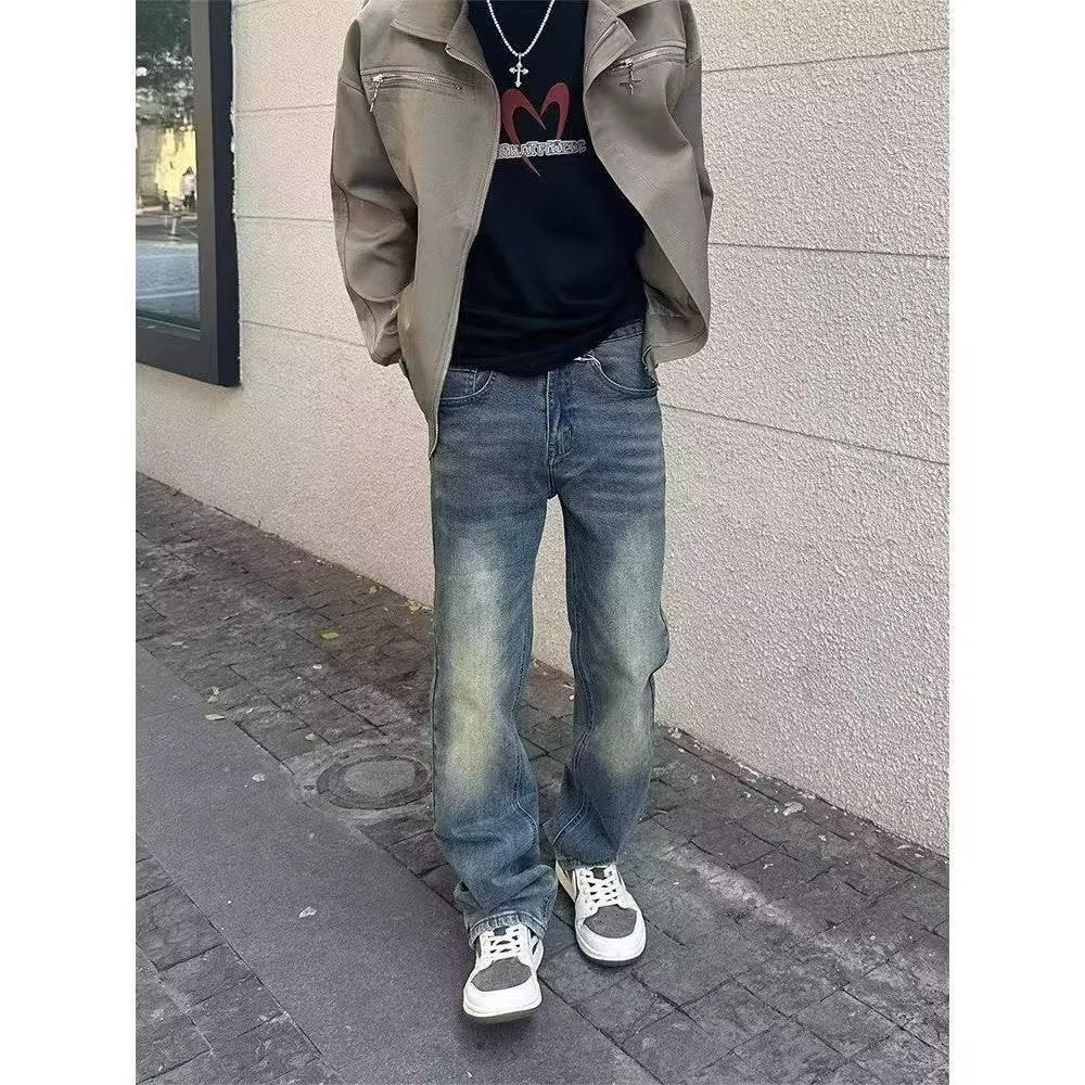 Herren High-Waist Jeans im Used-Look mit lässiger Passform Drune