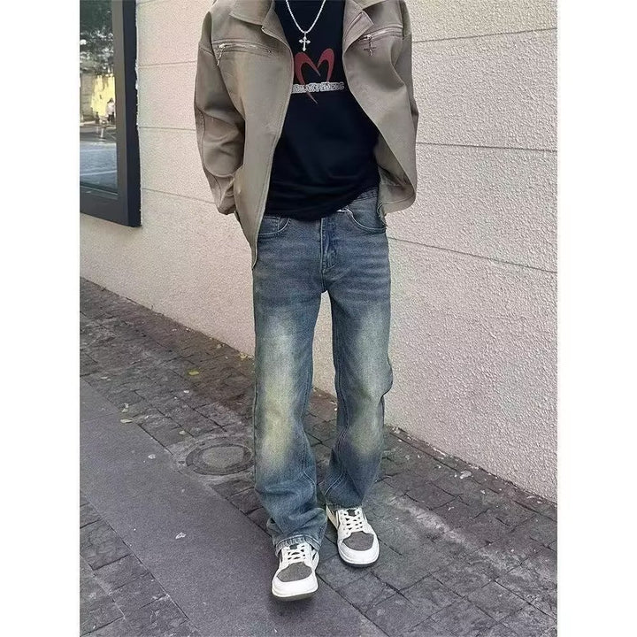 Herren High-Waist Jeans im Used-Look mit lässiger Passform Drune