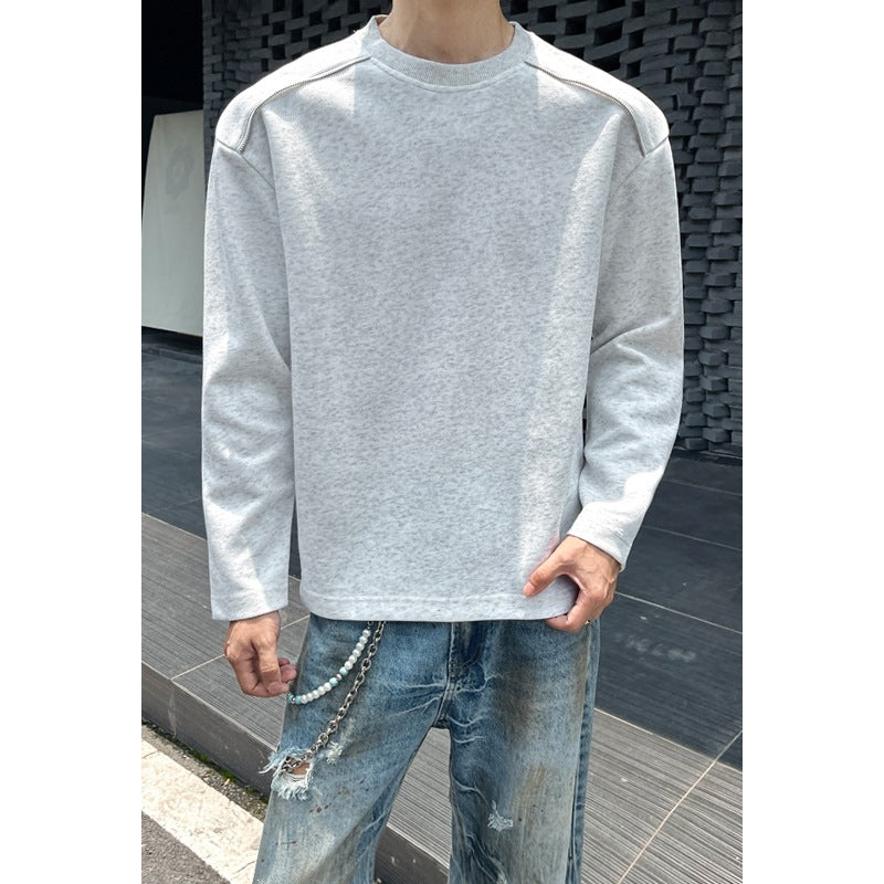 Herren Oversize-Rundhals-Sweatshirt mit überschnittener Schulter und dekorativen Steppnähten Drune
