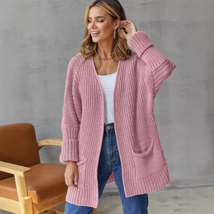 Damen Strickjacke mit offenen Front und großen Taschen Drune