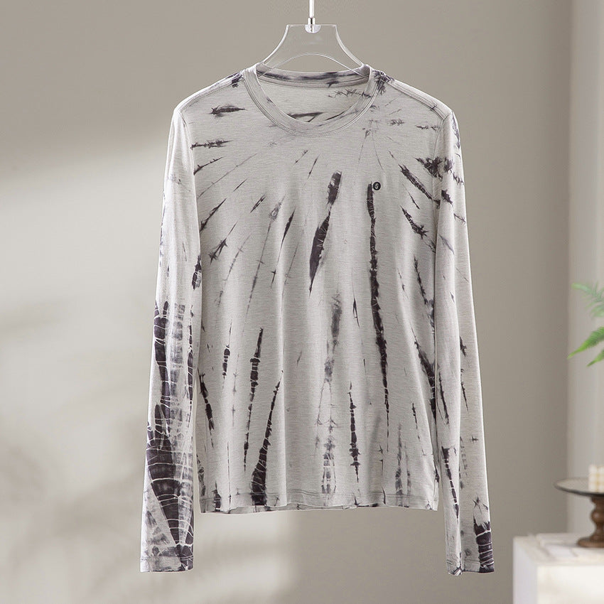 Herren Langärmeliges Batik-Longsleeve mit Slub-Struktur Drune
