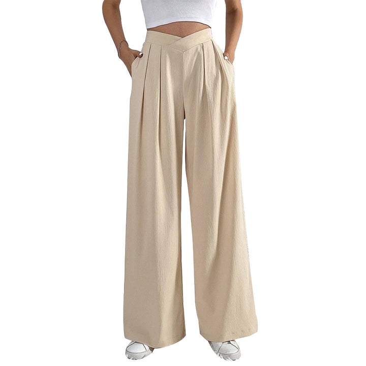 Damen hohe Bund Culotte-Hose mit Faltenlegung und weitem Bein Drune