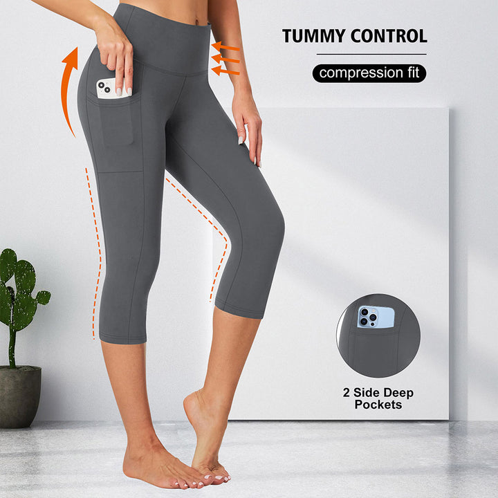 Damen Kompressions-Leggings mit Bauchkontrolle und seitlichen Taschen Drune