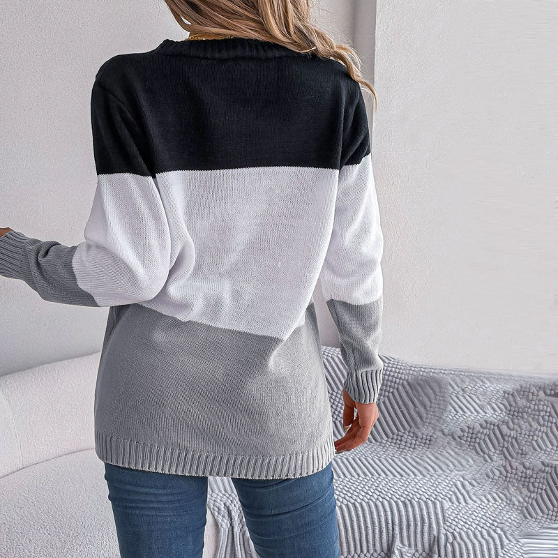 Drune | Farbblock Strickjacke mit Modernem Muster