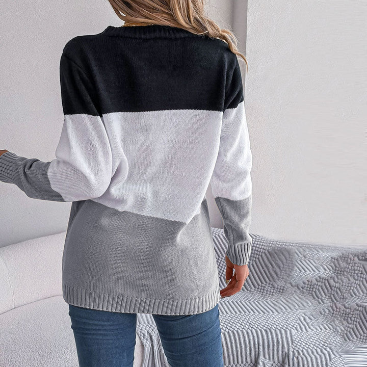 Drune | Farbblock Strickjacke mit Modernem Muster