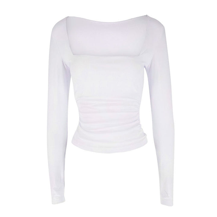 Damen Langarmshirt mit raffiniertem Raffungseffekt und eckigem Ausschnitt Drune