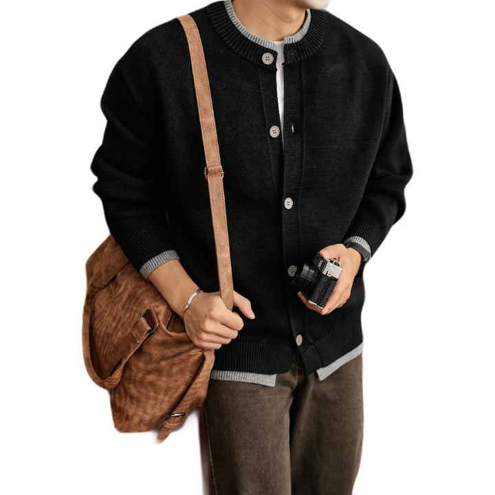 Herren Modische Strickjacke mit Knopfleiste Drune