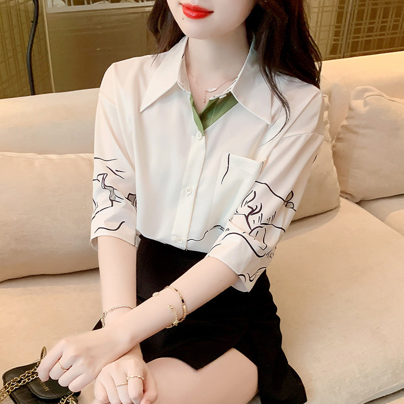 Damen Bluse mit modernen Grafiken und klassischem Schnitt Drune