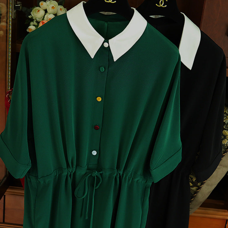 Damen Modisches Hemdkleid mit Taillenzug Drune