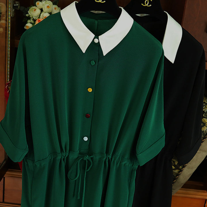 Damen Modisches Hemdkleid mit Taillenzug Drune