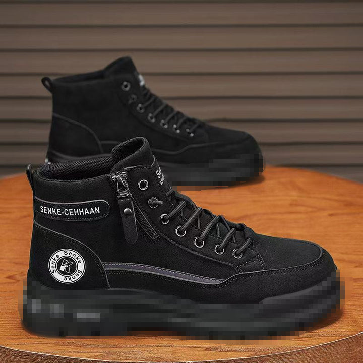 Herren knöchelhohe Sneaker-Boots aus Veloursleder mit Reißverschluss und profilierter Gummisohle Drune