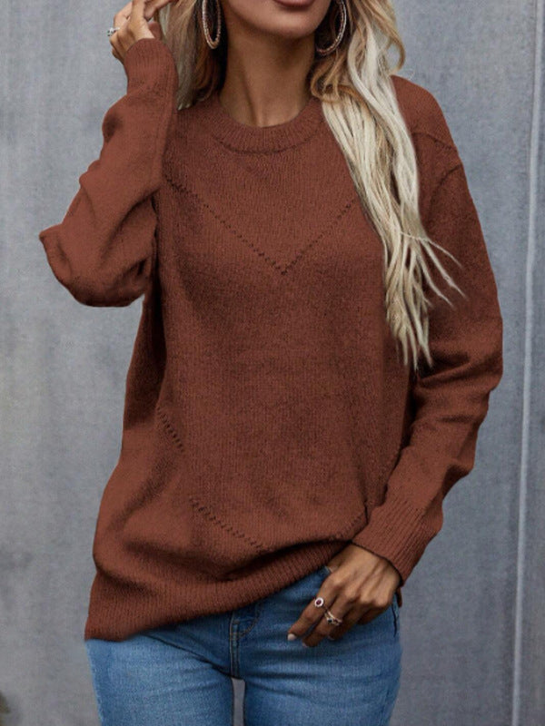 Damen gemütlicher Strickpullover mit strukturiertem Design Drune