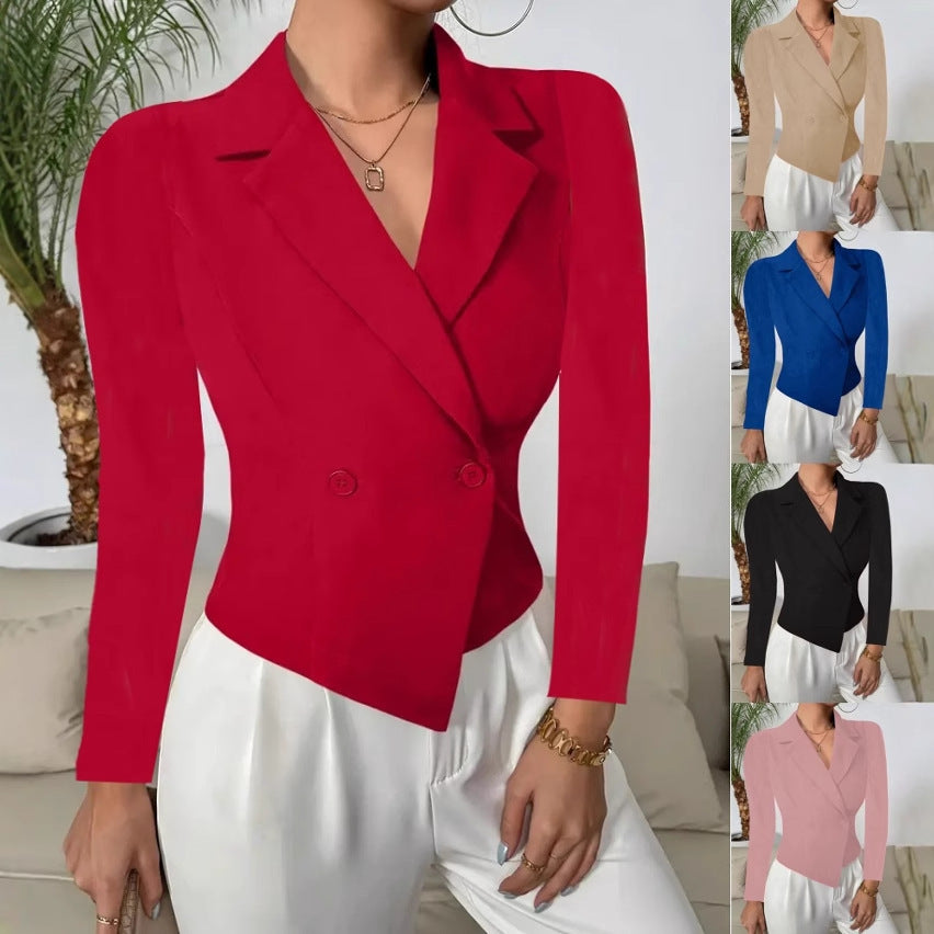 Damen taillierter Blazer im vintage Stil mit doppelt-knopf Verschluss Drune