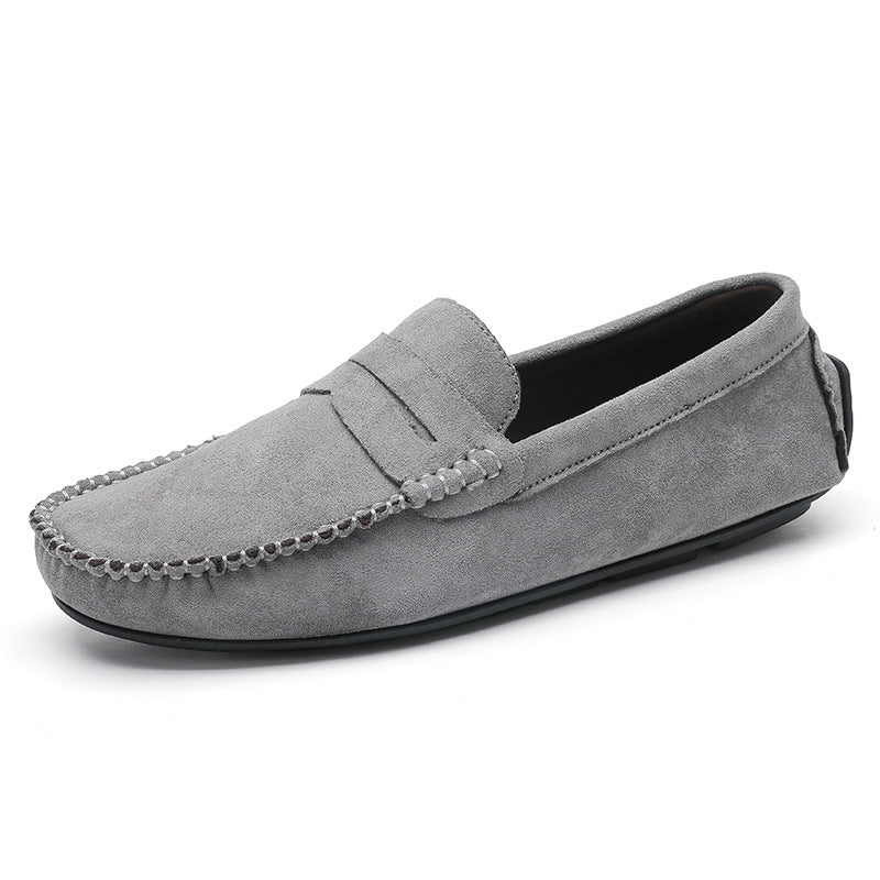Herren elegante Veloursleder-Mokassin Fahrerhalbschuhe mit handgenähter Vordernaht und flexibler Gummiprofilsohle Drune