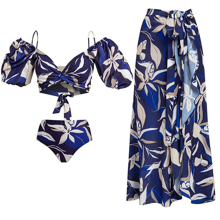 Damen Bikiniset mit elegantem Oberteil und fließendem Maxiröckchen Drune