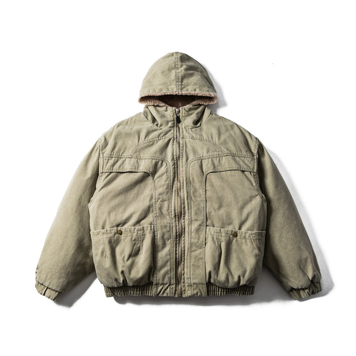 Herren Robuste Kapuzen-Fieldjacke mit Teddyfutter und Utility-Taschen Drune