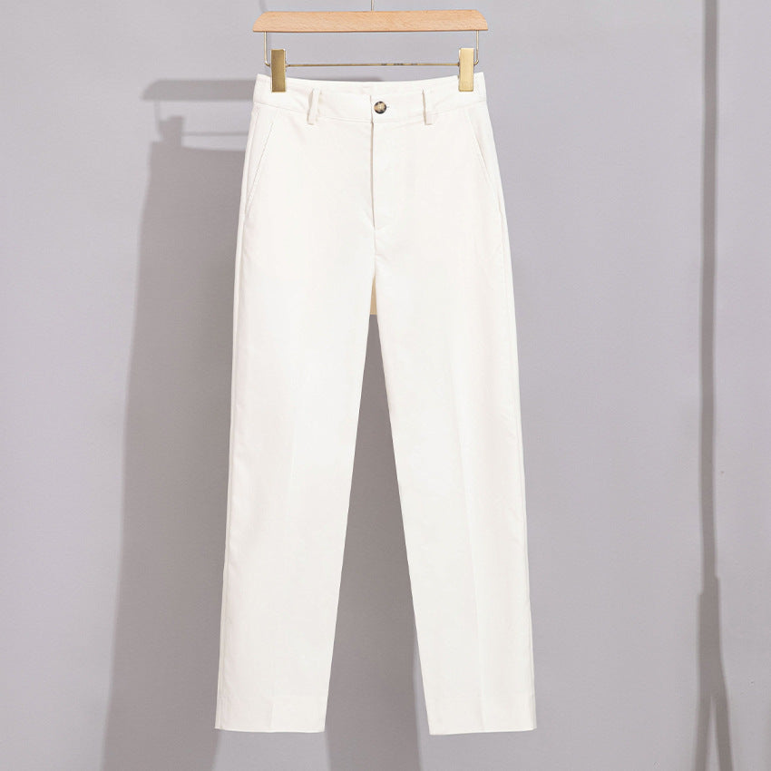 Damen Hochtaillierte gerade geschnittene Chino-Hose mit Bügelfalte Drune