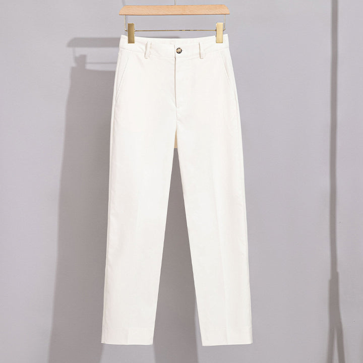 Damen Hochtaillierte gerade geschnittene Chino-Hose mit Bügelfalte Drune