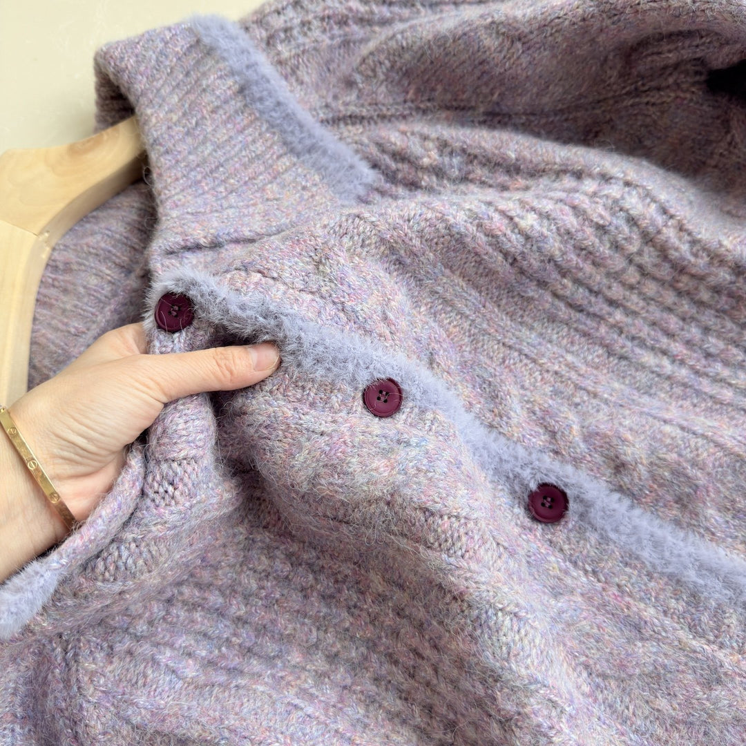 Damen Gemütlicher Strickcardigan mit hoher Knopfleiste Drune