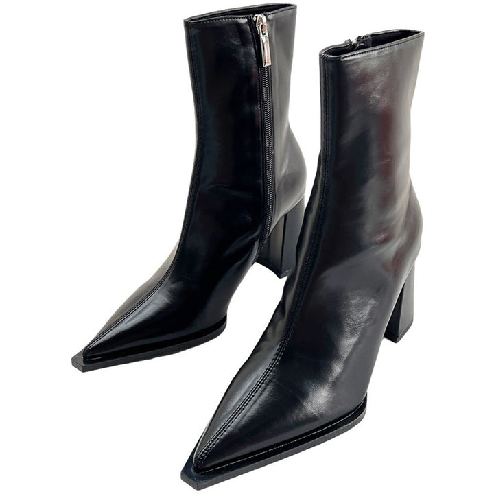 Damen Elegante spitz zulaufende Ankle‑Boots mit geometrischem Blockabsatz und schlankem Schaftschnitt Drune